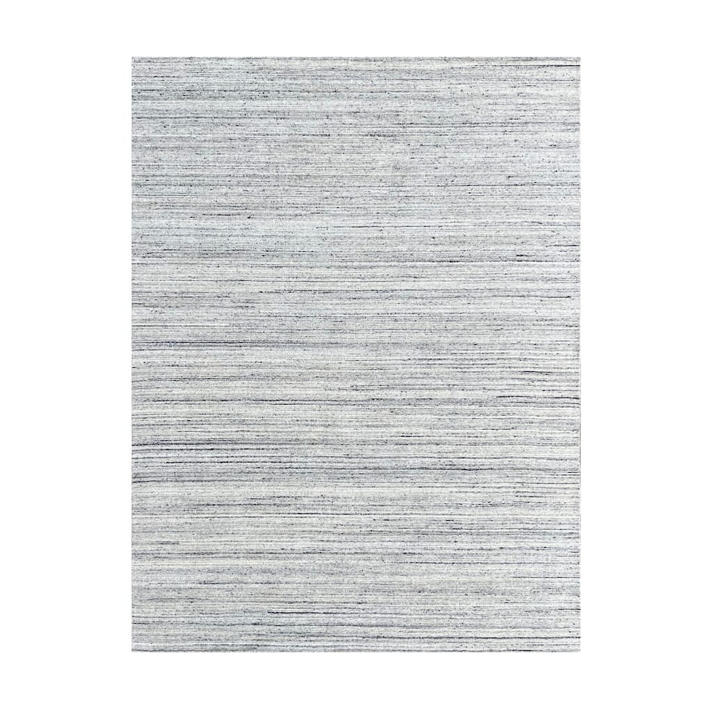 Natural Silver Hand-Knotted Wool Modern Lori Baft Gabbeh Solid Color Rug, 4' x 6', plush elegant accent - L