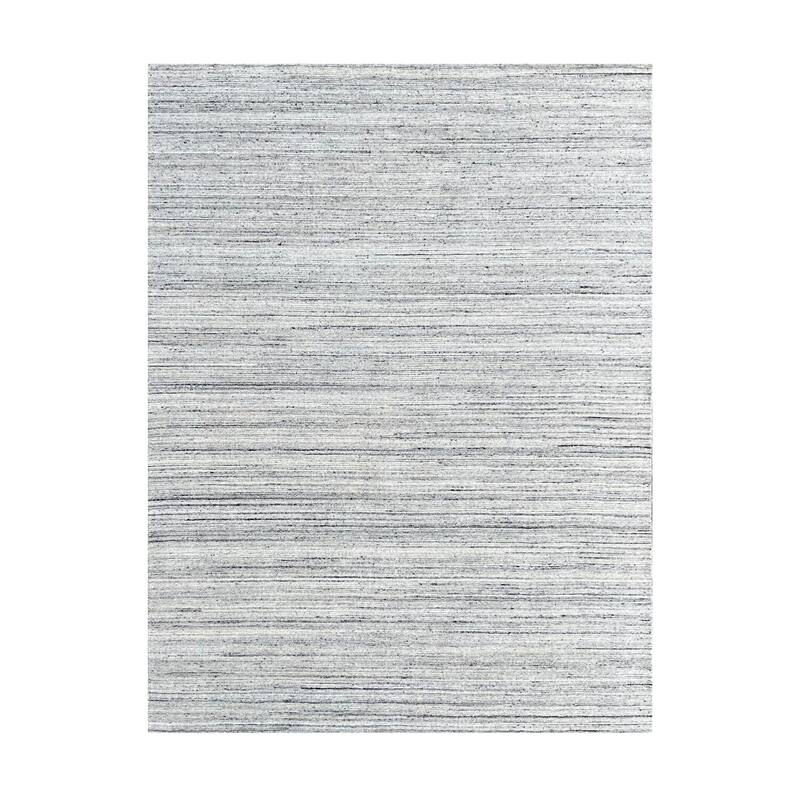 Natural Silver Hand-Knotted Wool Modern Lori Baft Gabbeh Solid Color Rug, 9' x 12', plush stylish area accent - L
