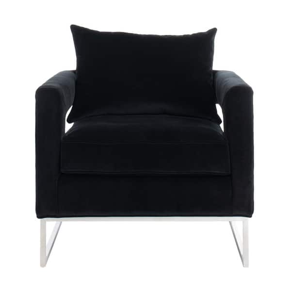 SAFAVIEH Couture Olivya Black Velvet Commercial Grade Club Chair On Sale Bed Bath & Beyond