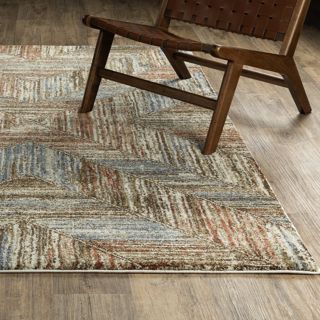 ROW Gemma Distressed Modern Geometric Blue/Rust Area Rug