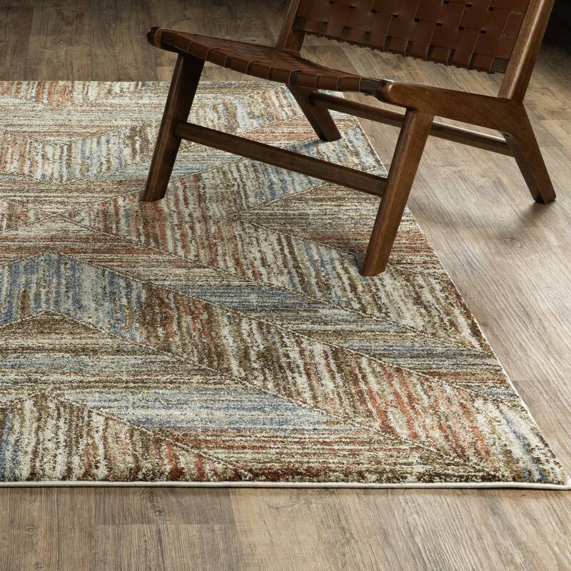 ROW Gemma Distressed Modern Geometric Blue/Rust Area Rug