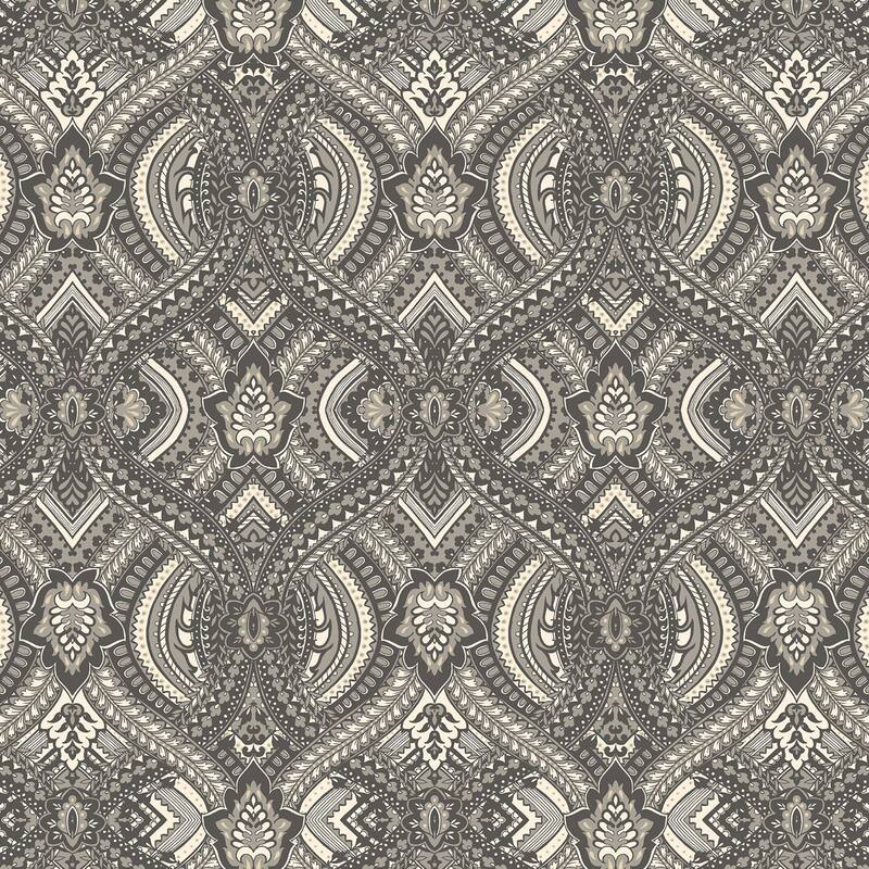 Hoopla Walls Ogee Black Peel and Stick Wallpaper - N/A