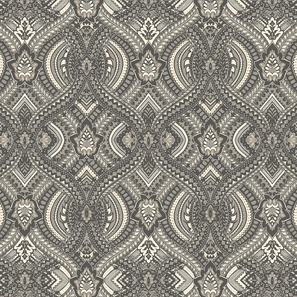 Hoopla Walls Ogee Black Peel and Stick Wallpaper - N/A