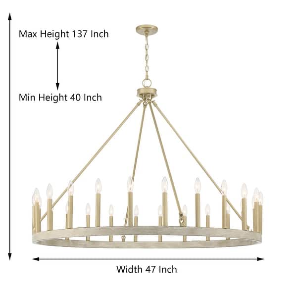 dimension image slide 2 of 3, Acroma 24-light 47In Modern Farmhouse Large Wagon Wheel Chandelier - 47 inches