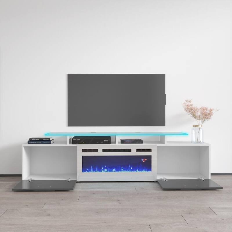 Rova WH-EF Electric Fireplace Modern 75" TV Stand