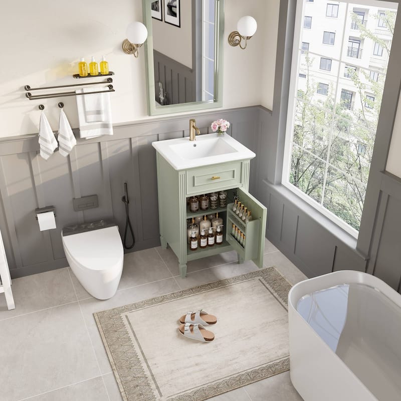 20"Freestanding Bathroom Vanity with Ceramic Sink