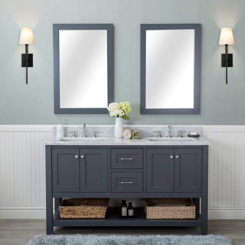 1-Light Wall Sconce with White Fabric Shade(2-Pack)