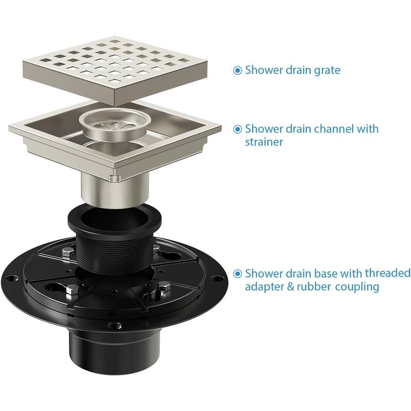 6'' W Grid Shower Drain