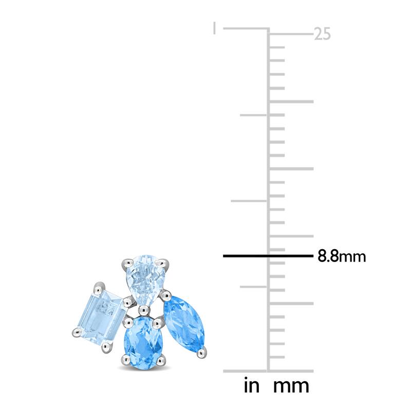 Miadora Multi-Gem Cluster Stud Earrings Sterling Silver