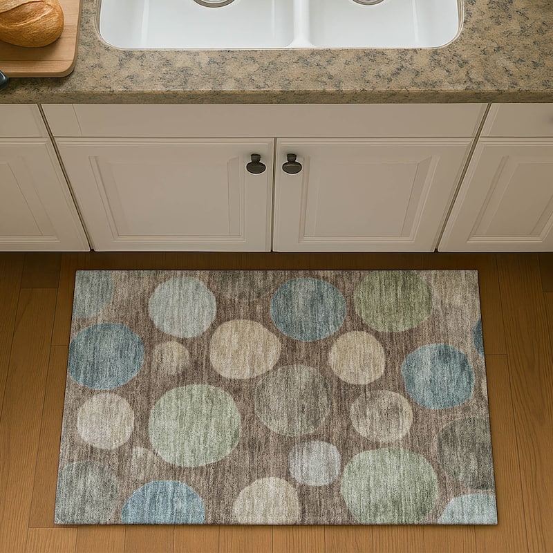 Premium Washable Super Soft Modern Bubbles Mayfield Rug - Chocolate - 1'8" x 2'6"