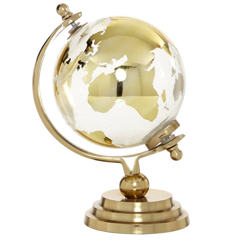 Multi Color Metal and Glass Glam Traditional World Desk Globe