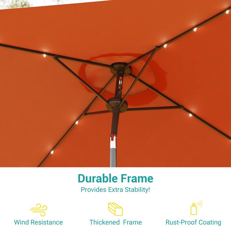 BONOSUKI 6.5x6.5Ft LED Patio Market Umbrella Weather-Resistant Frame