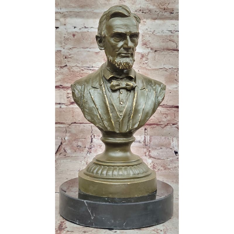 Abraham Lincoln ial Bronze Bust Sculpture Statue On Marble Base