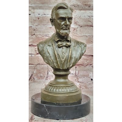 Abraham Lincoln ial Bronze Bust Sculpture Statue On Marble Base