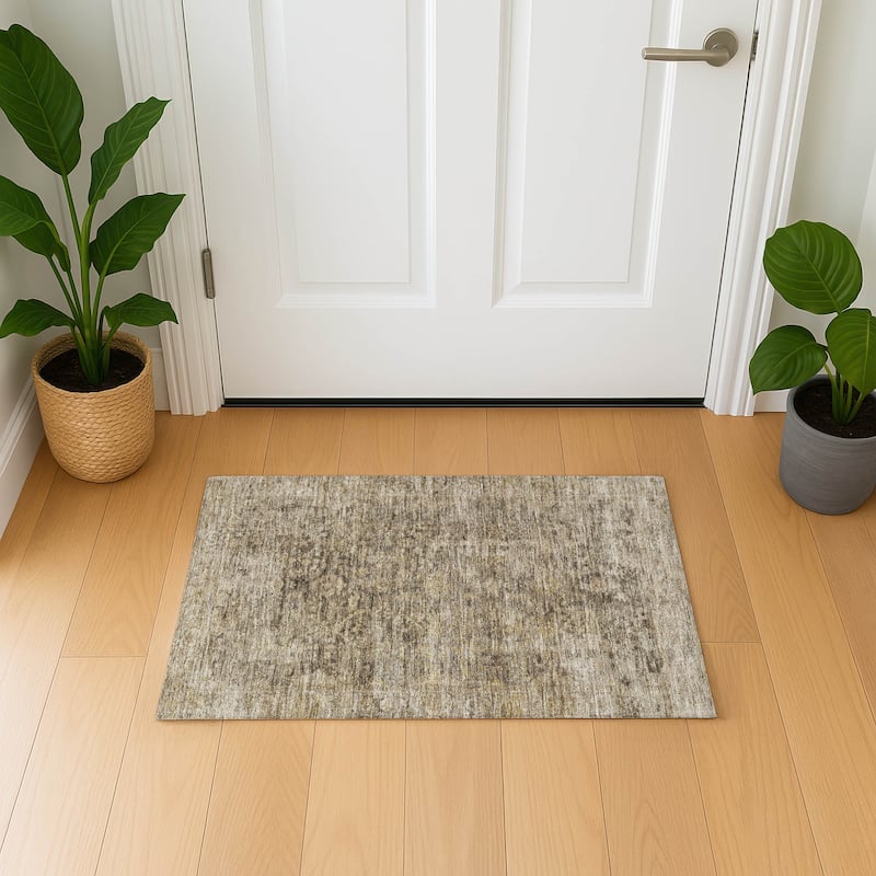 Premium Washable Super Soft Vintage Traditional Mayfield Rug - Brown - 1'8" x 2'6"