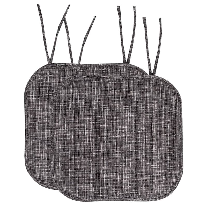 Aria Memory Foam Non-Slip Chair Pad with Ties - Set of 2 - Grey/Black
