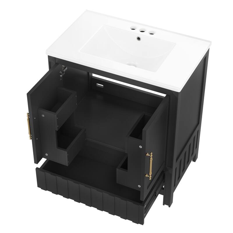 Roomfitters 30 Inch Bathroom Vanity with Sink, Solid Wood Cabinet with Door Storage and Drawer