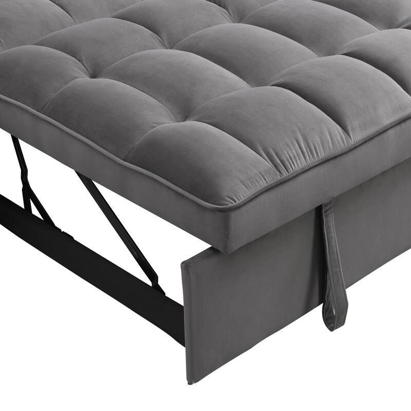Foldable Sofa Bed with USB and Phone Holder, 2-Seat Settee with Two Pillows, Love Seat Couch with Adjustable Backrest
