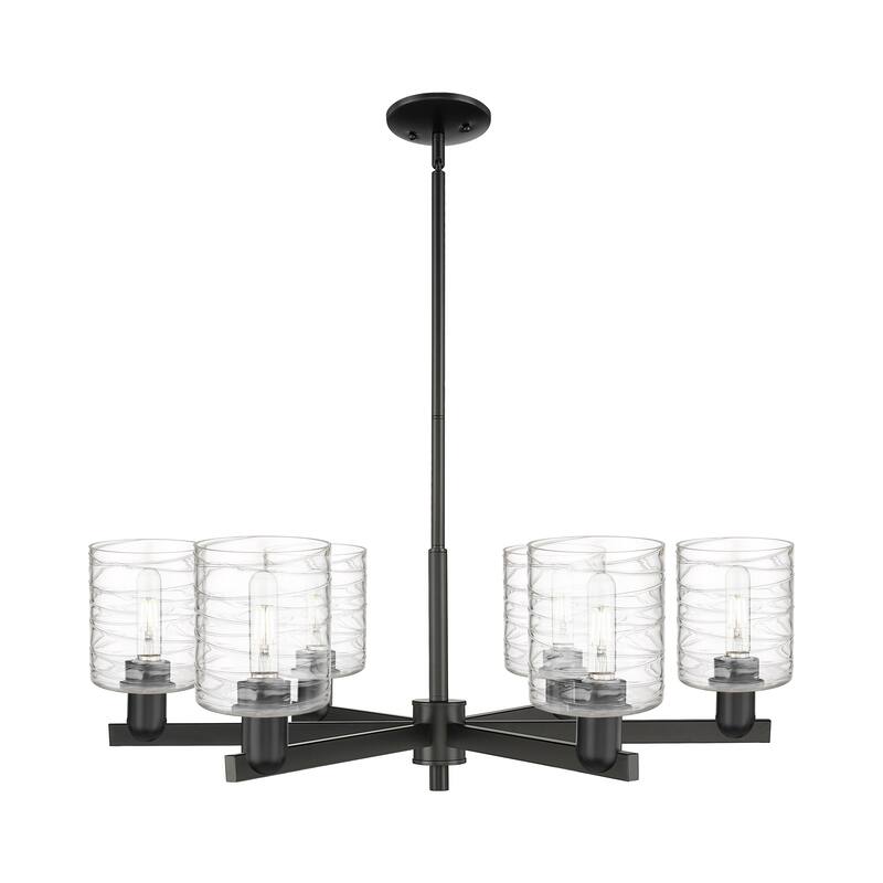 Innovations Lighting Endless Possibilities Arcadia - Cobbleskill - 6 Light 35" Stem Hung Chandelier - Deco Swirl/Matte Black