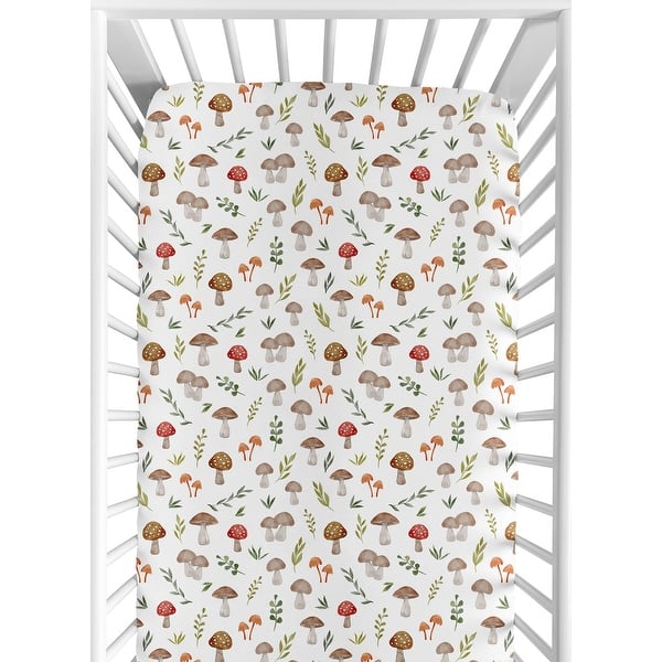 slide 2 of 6, Sweet Jojo Designs Mushroom Boy Girl Gender Neutral Unisex Fitted Crib Sheet Toadstool for Woodland Forest Animals Collection