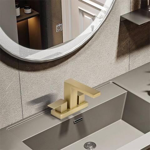 2-Handle Bathroom Sink Faucet Centerset in Black / Gold