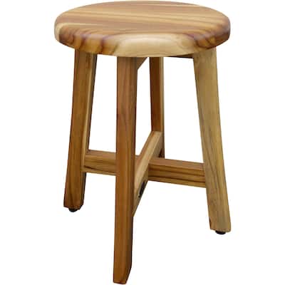 HomeRoots 13" Round Compact Teak Chair in Natural Finish