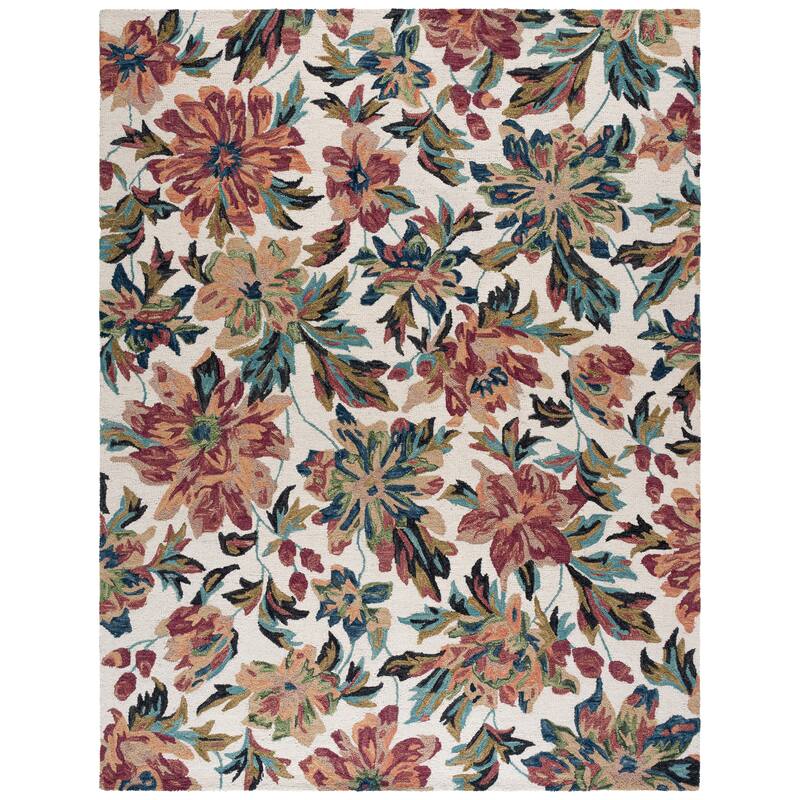 SAFAVIEH Handmade Blossom Roselotte French Country Floral Wool Rug - 9' x 12' - Grey/Violet