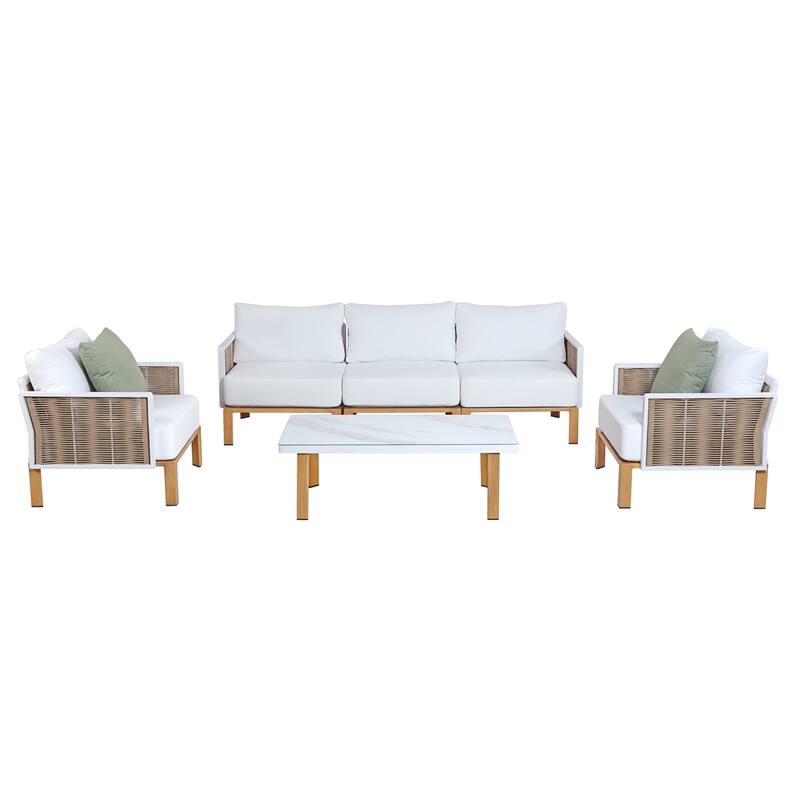 Manhattan Comfort Vine Modern 4-Piece Patio Conversation Set