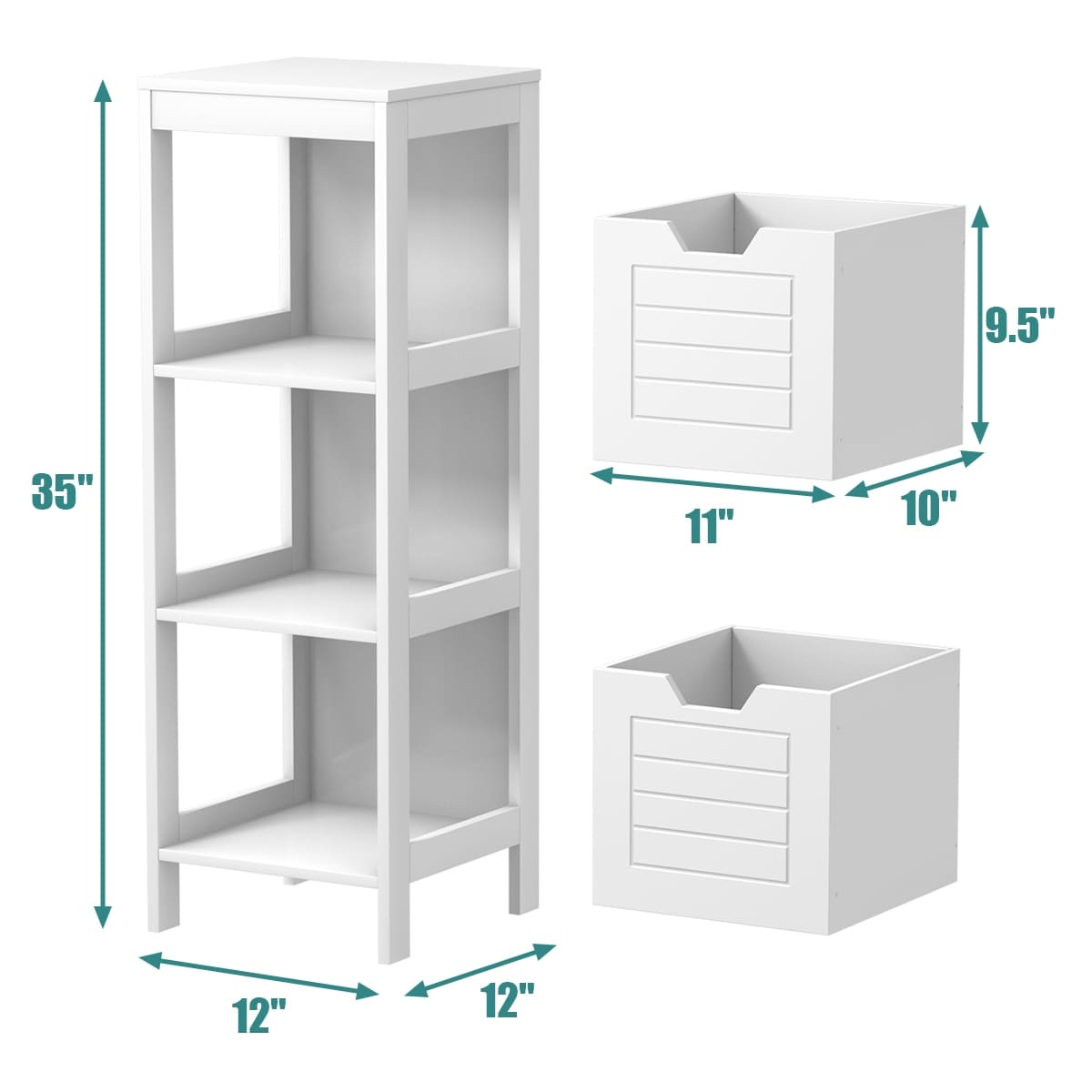 Bathroom Wooden Floor Cabinet Multifunction Storage Rack Stand Organizer Gray