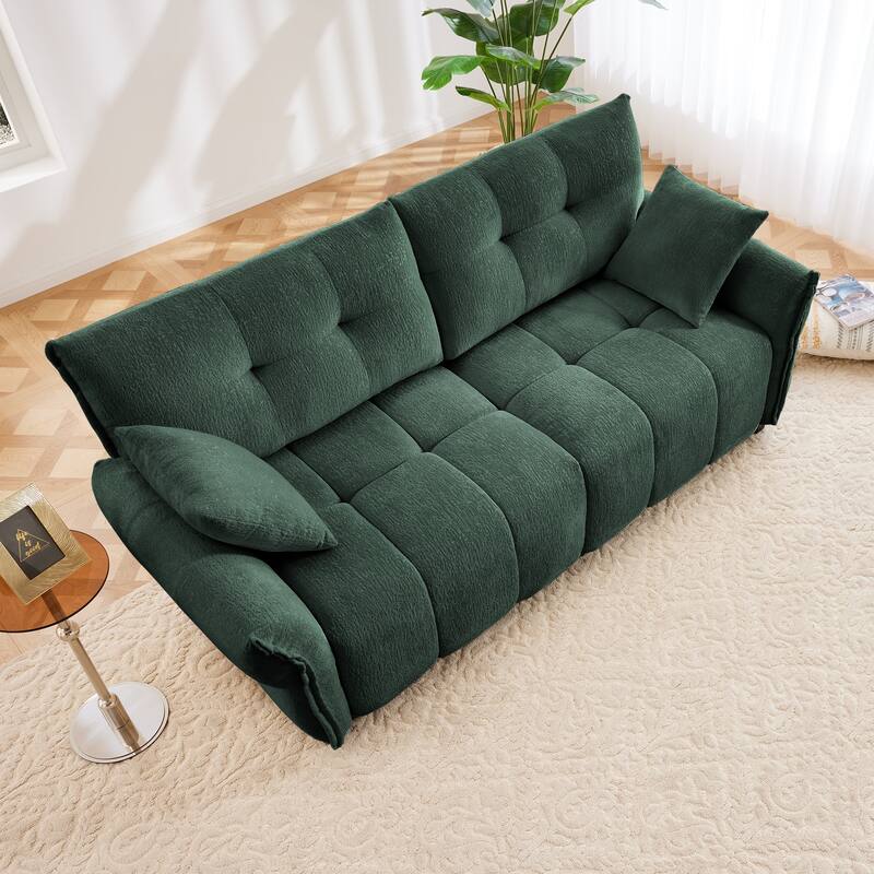 Modular 4-Seat Chenille Sofa Set with 2 Ottomans, High-Resilience Cushions and Solid Wood Frame
