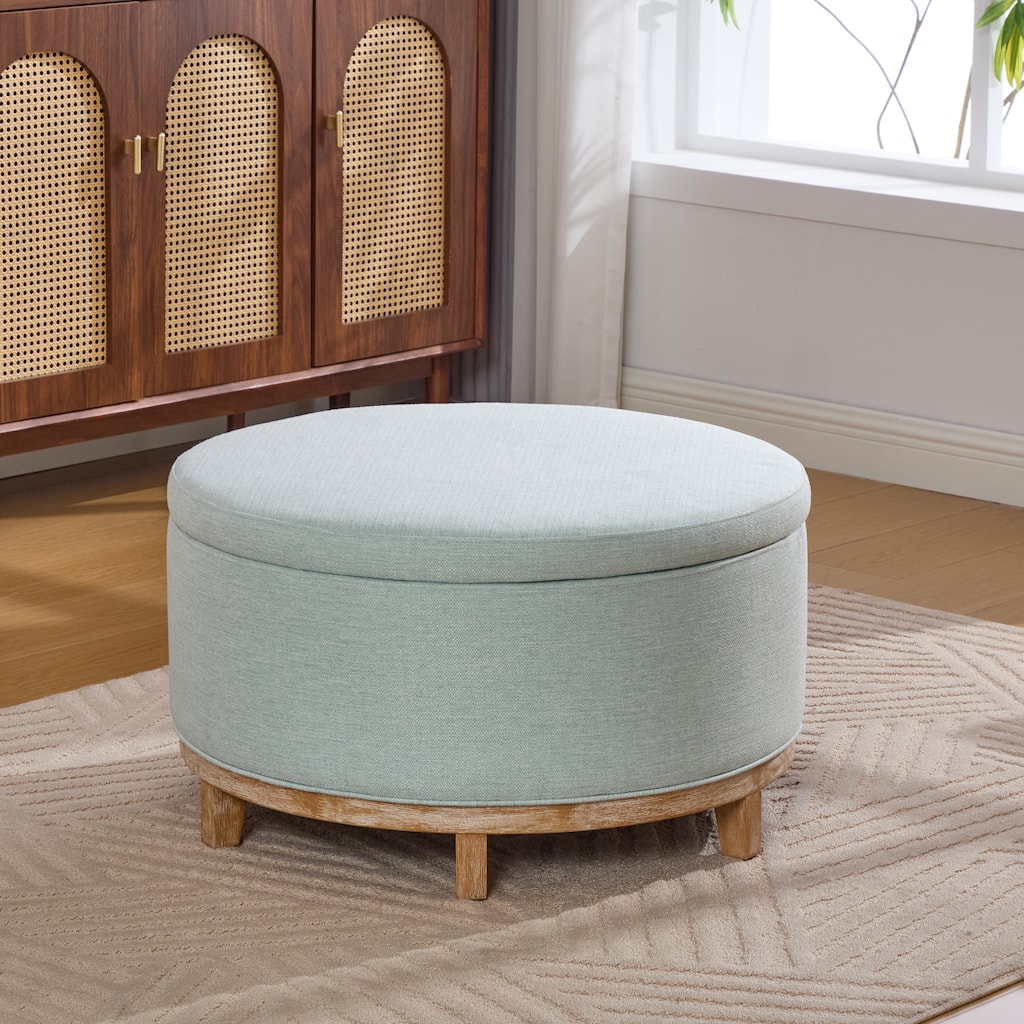 Christopher Knight Home - Modern Fabric Storage Ottoman with Wooden Legs
