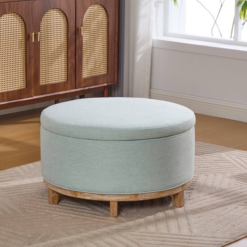 Christopher Knight Home - Modern Fabric Storage Ottoman with Wooden Legs