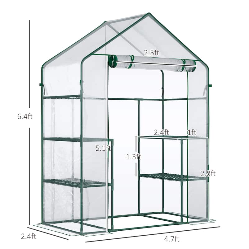 Mini Greenhouse, Walk-in Greenhouse with 4 Shelves, Door