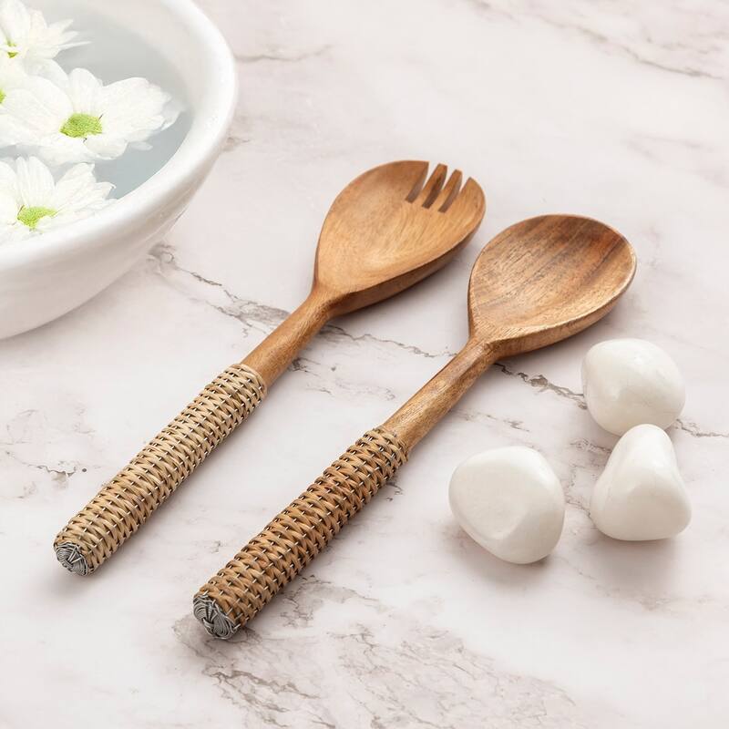 Set of 2 Wooden Salad Set