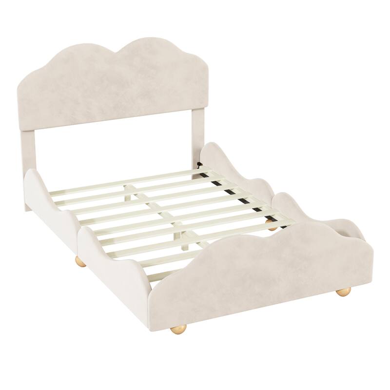 Upholstered Platform Bed with Cloud Shaped bed board