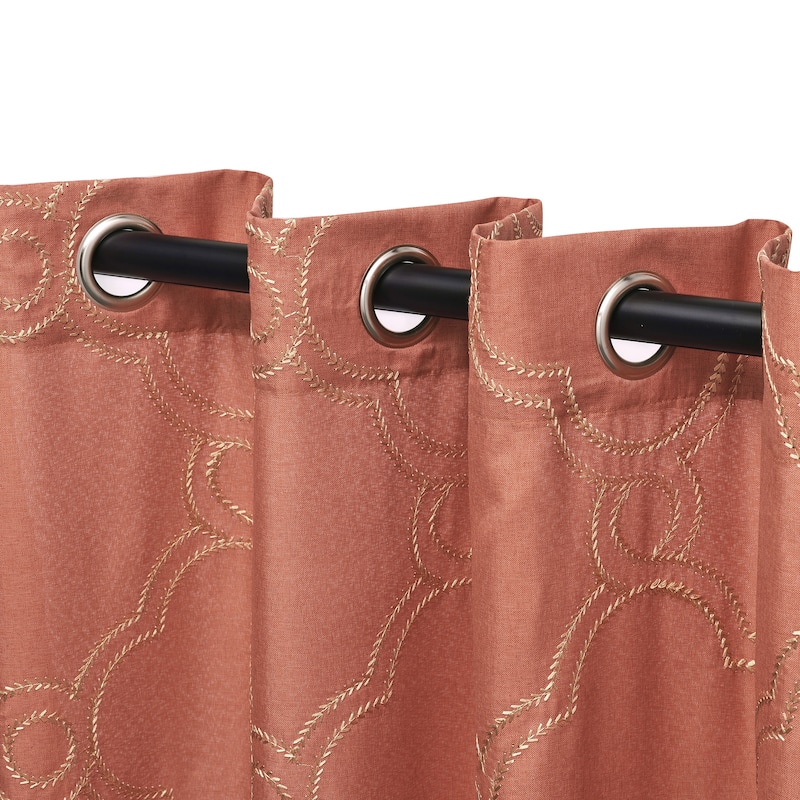 Superior Embroidered Sheer Grommet Curtain Panel (Set of 2) 52"x 84"