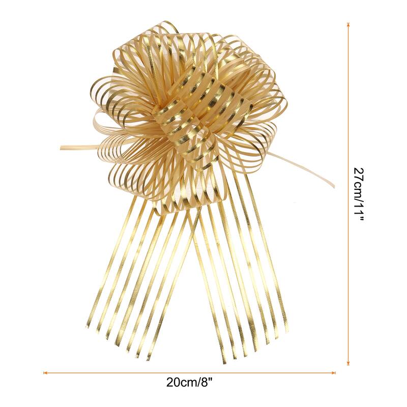 15pcs 6" Large Organza Pull Bow Chiffon Gift Wrapping Bows Ribbon - Gold - 8"