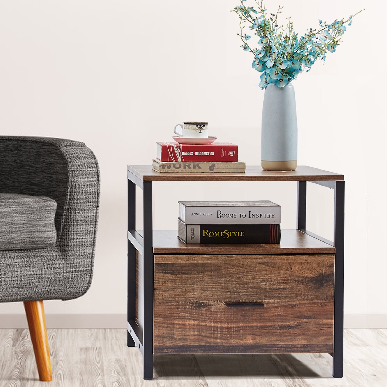 Vecelo Square Side Tables Sofa End Table Nightstand