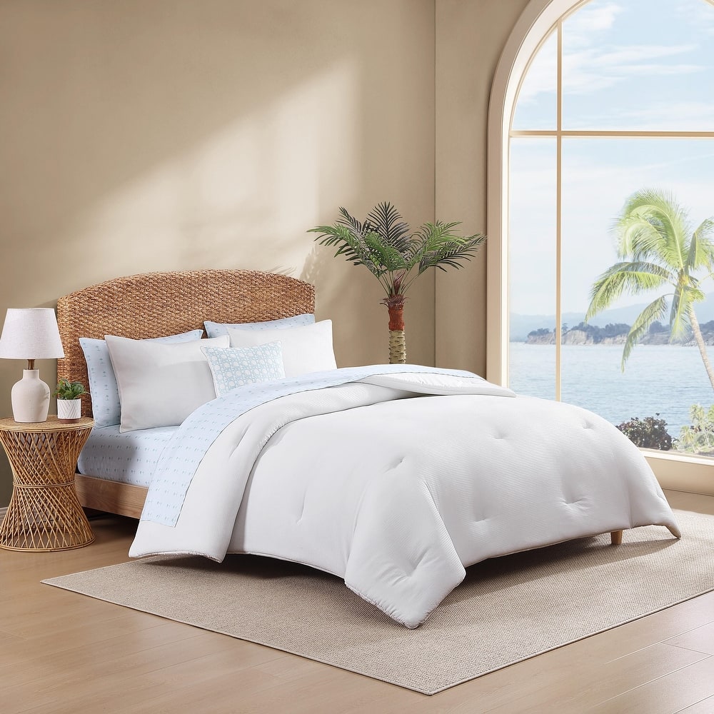 Tommy Bahama Seersucker Solid Reversible 8 Piece Comforter Bonus Set