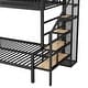 preview thumbnail 11 of 22, Stairway Twin over Full Size Bunk Bed with Open Wardrobe, Metal Bunk Bedframe with Storage Staircase and Guardrails