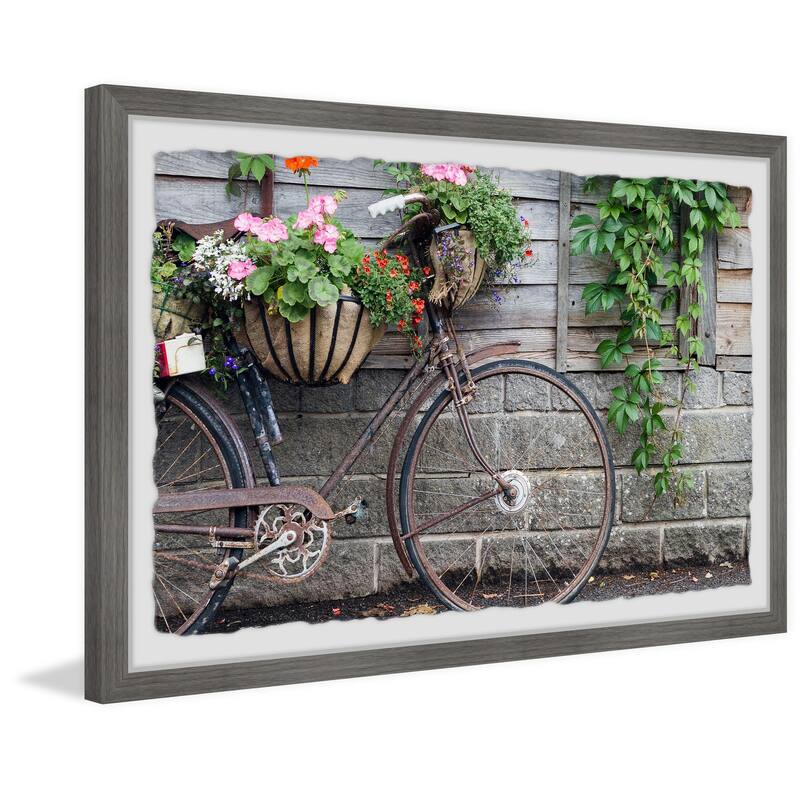 Bike Planter Framed Wall Art, Nature-Inspired Accent - Refreshing Botanical Touch for Your Walls