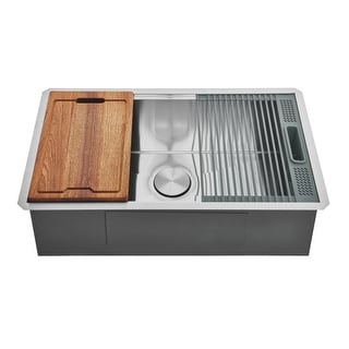 GKUS321910 Uptowne 32" Stainless Steel Single Bowl Undermount Kitchen Sink with 6-Piece Kitchen Accessory Set, Brushed