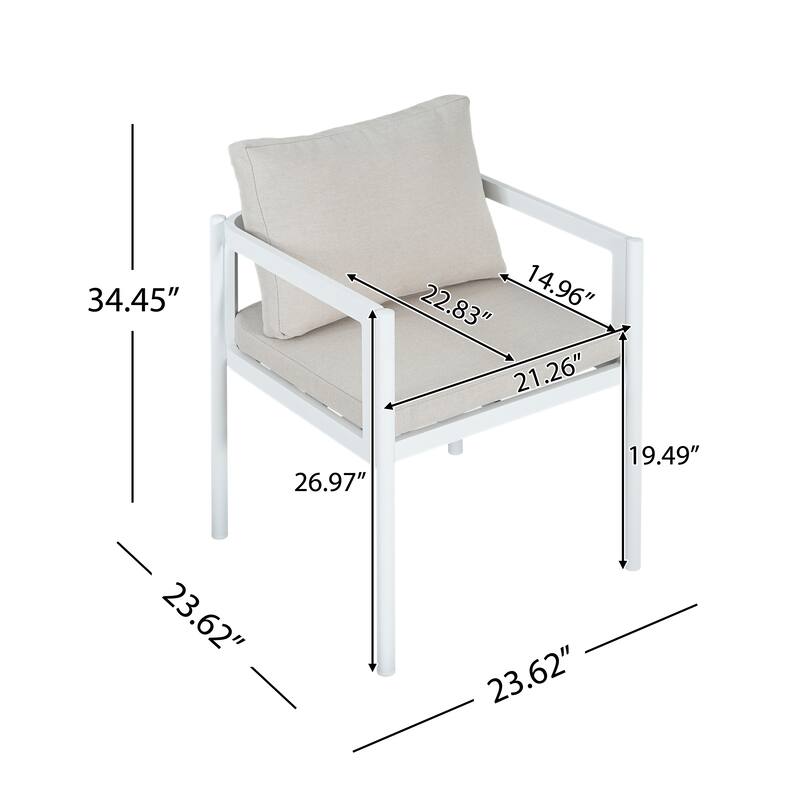 Christopher Knight Home - Outdoor Aluminum Dining Chair Set with Modern Grey Cushions
