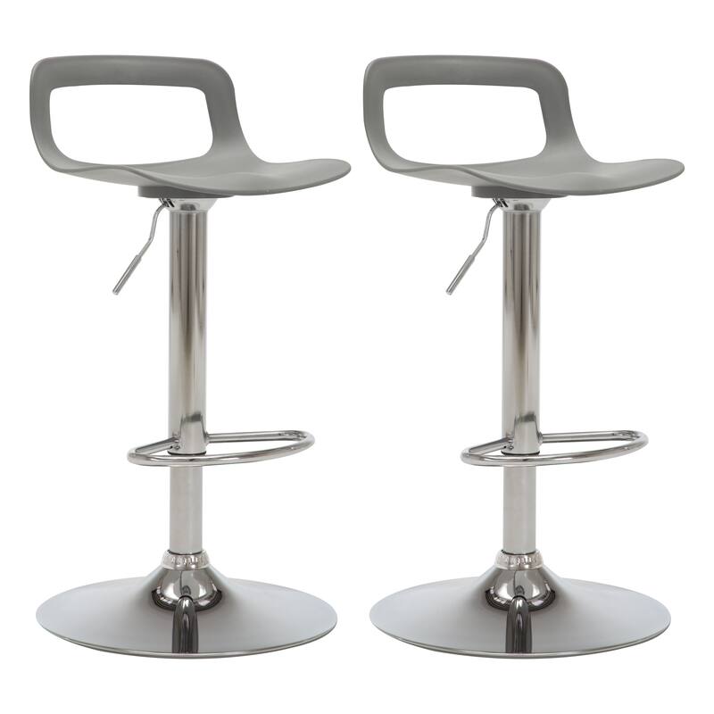 Adjustable Barstools Airlift Counter Bar Pub Height Stools with Plastic Seat Set of 2 - Grey-2-piece
