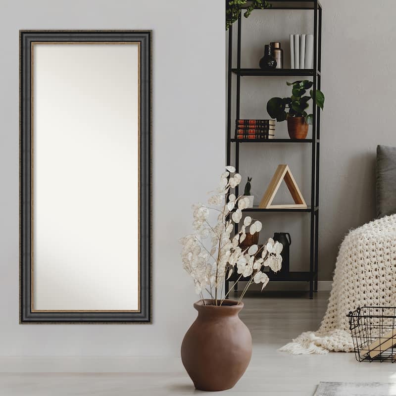 Non-Beveled Wood Full Length Floor Leaner Mirror - Thomas Black Bronze Frame - Thomas Black Bronze - Outer Size: 30 x 66 in