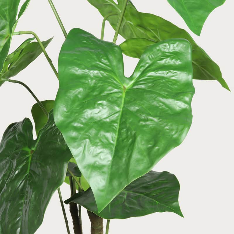 30" Artificial Tropical Alocasia Leaf Plant With White Pot 2pc/set
