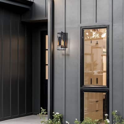 Edgehill 6.5 in. 1-Light Black Outdoor Wall Sconce Light for Porches - 18