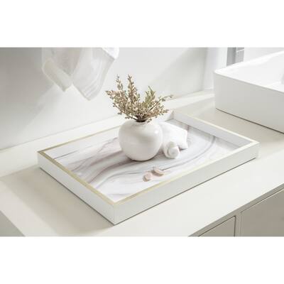 Amanti Art Decorative Wood Tray 13"x19" featuring 'Marble Water' by PI Studio