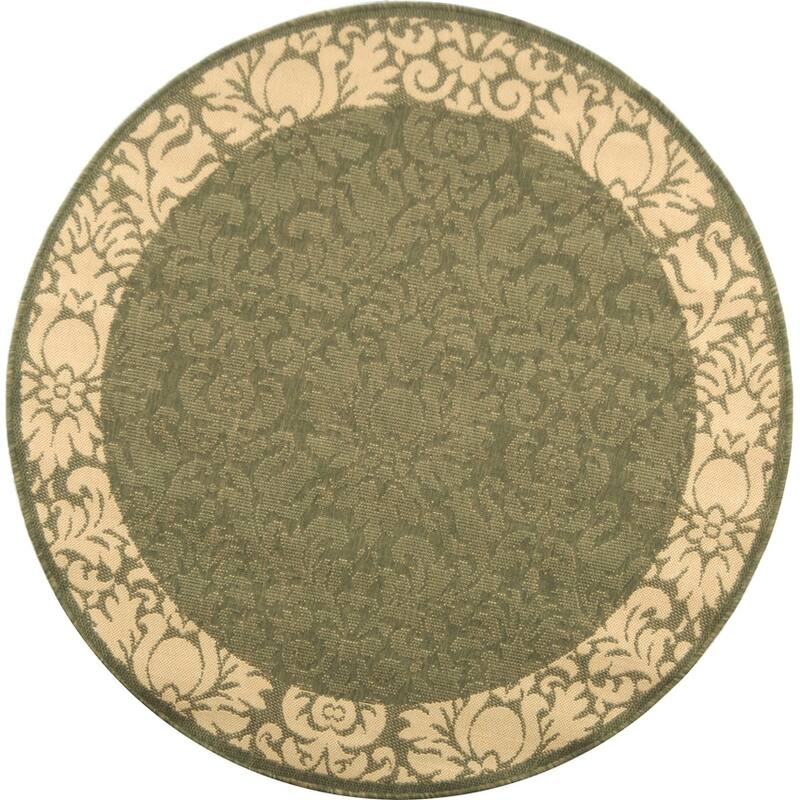 SAFAVIEH, Courtyard Foelke Indoor/ Outdoor Patio Backyard Rug - 5'3" Round - Olive/Natural