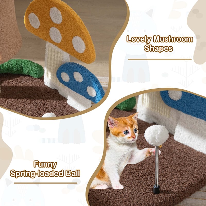 Costway 23.5 Inch Tall Mushroom Cat Activity Center with Scratching - See Details